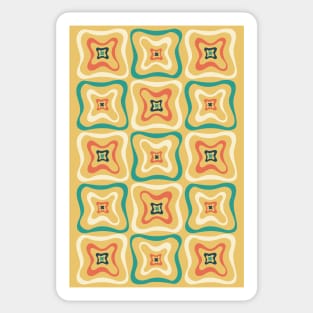 Retro Groovy Pattern in blue, orange and yellow 4 Sticker